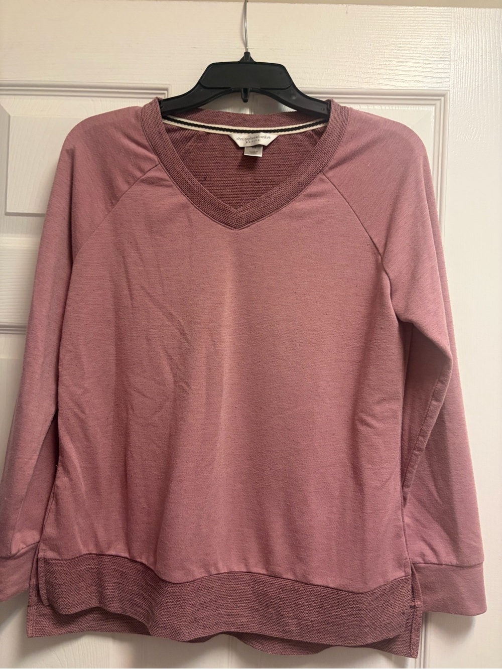 Christopher & Banks Dusty Rose V-Neck Pullover Sweatshirt